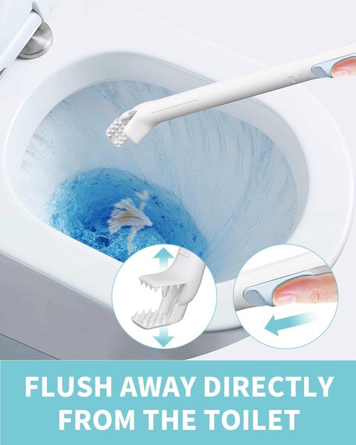 AIR U+ Toilet Brush Wand System - Wall Mount Design with 24 Flushable Refills & Caddy Included