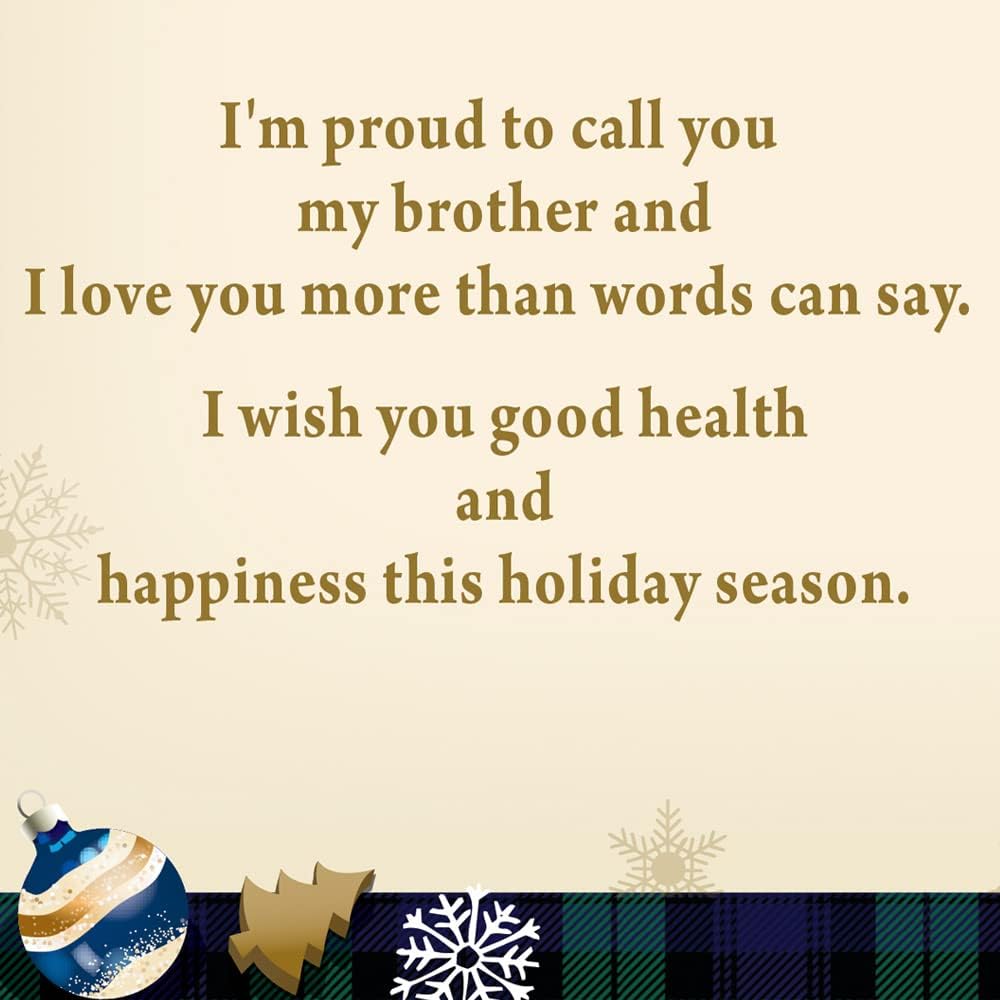 Prime Greetings Christmas Card for Brother - Eco-Friendly Thick Card Stock | 5in x 7.75in with Premium Envelope