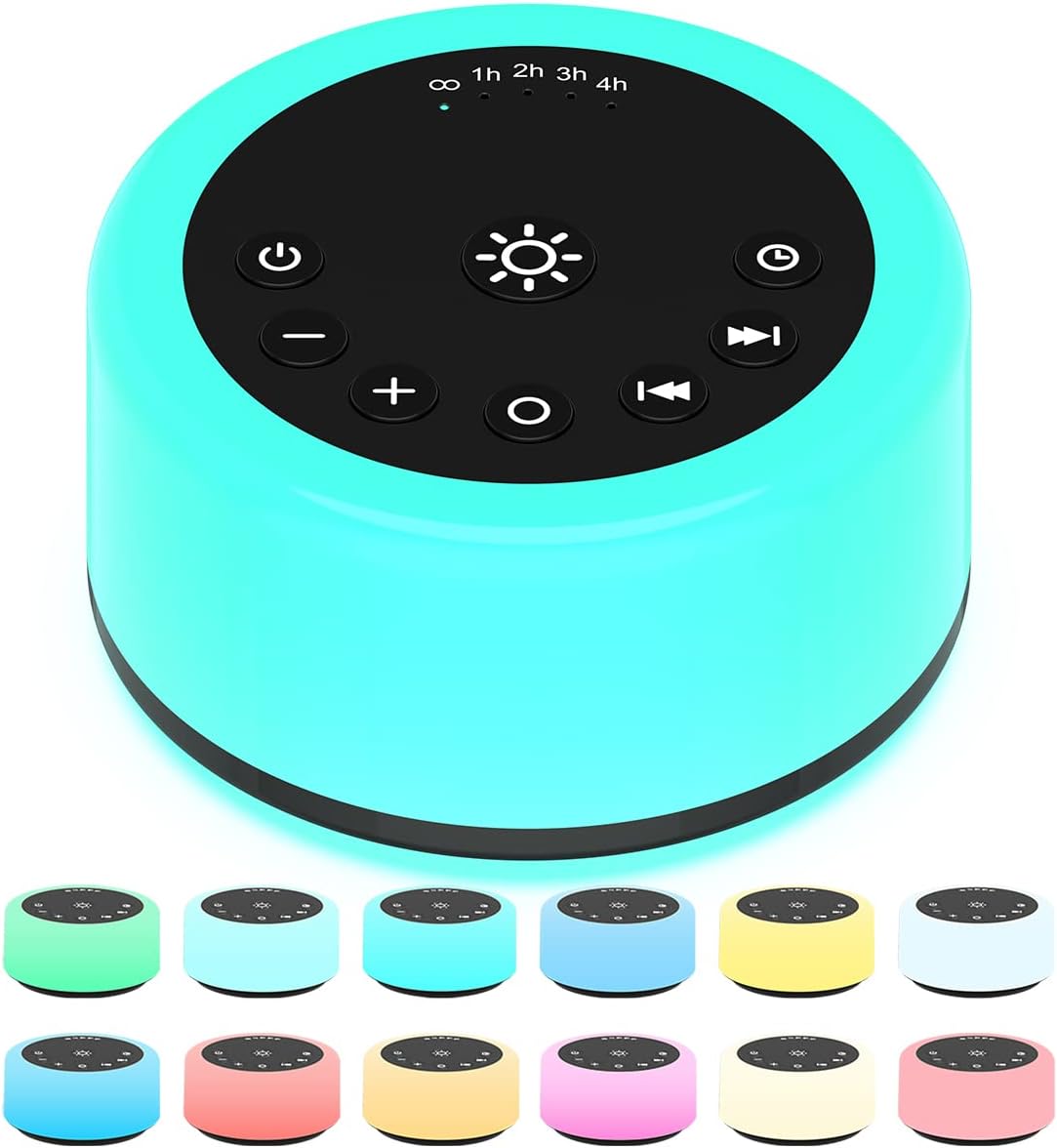 Skiennix Soother Sleep Sound Machine - 30 Soothing Sounds & 12 Color Night Lights for All Ages