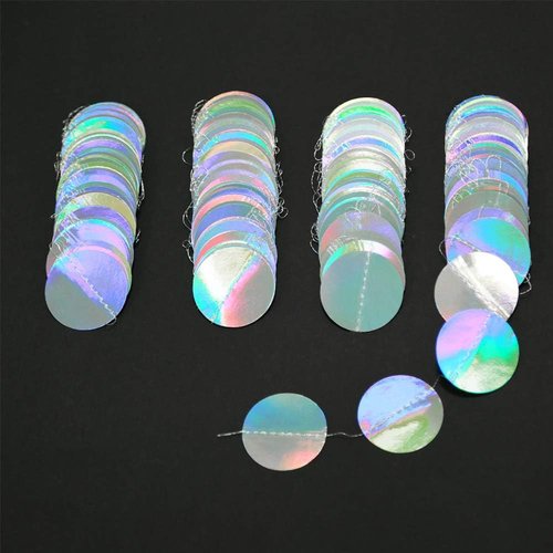 Cheerland Iridescent Party Decorations - Holographic Circle Garlands for Disco Theme Events | Birthday & Graduation Decor