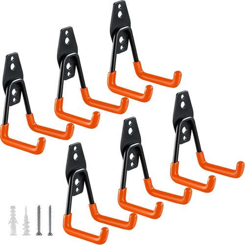 HUPBIPY Heavy Duty Garage Hooks - 6 Pack Small U-Shaped Hangers for Tools & Bulk Items Storage