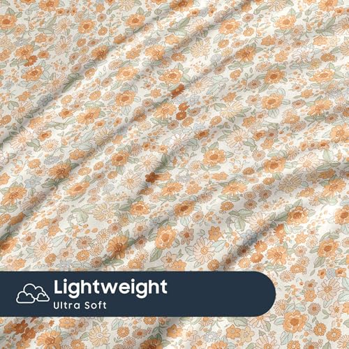 Wake In Cloud Floral Pillowcases, Vintage Daisy Print 20x26, Cream Orange