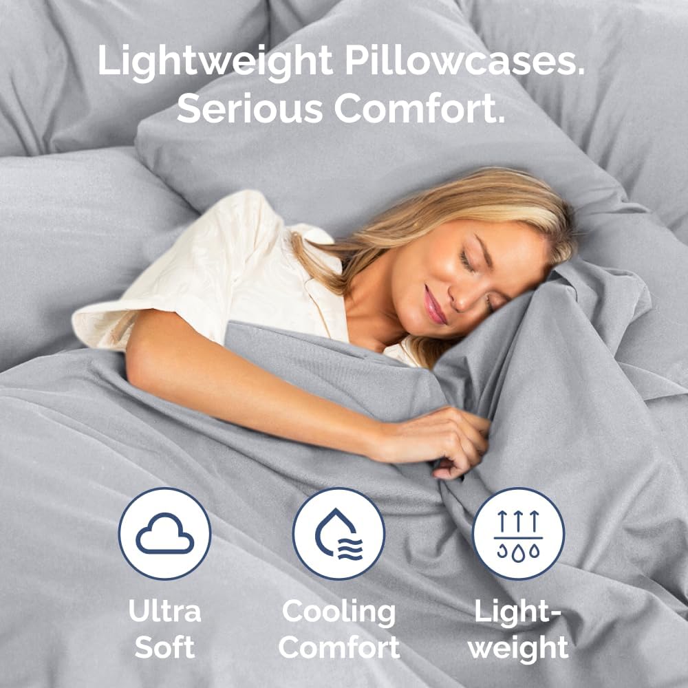 Skiennix Standard Pillow Cases Set of 2 - Soft Hotel Quality & Wrinkle-Free - Steel Blue Color