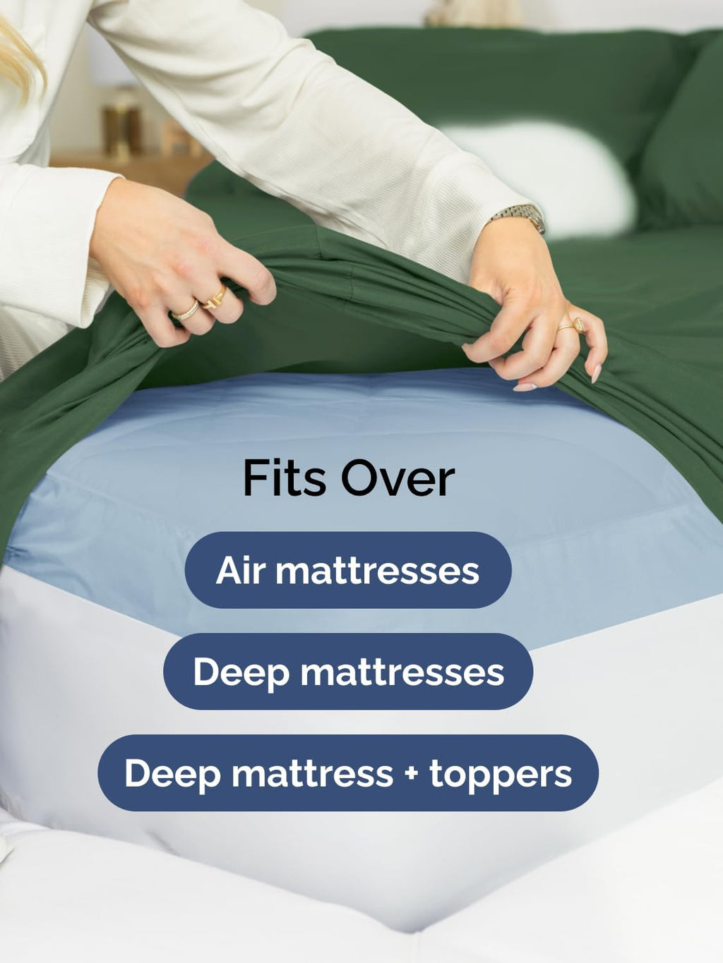 Skiennix Extra Deep Split King Sheet Set - 7 Piece Cooling Bedding - Soft, Wrinkle-Free, Emerald Green