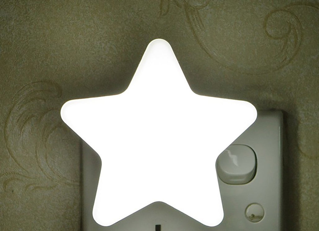 Omeet 4 Pack White-LED Plug-in Night Light for Kids - Light Sensor Controlled Dusk to Dawn Plug-in LED Night Lights - Pentagram Shaped Lamp Take Good Care Children Sleep