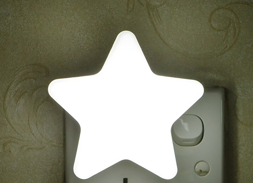 Omeet 4 Pack White-LED Plug-in Night Light for Kids - Light Sensor Controlled Dusk to Dawn Plug-in LED Night Lights - Pentagram Shaped Lamp Take Good Care Children Sleep