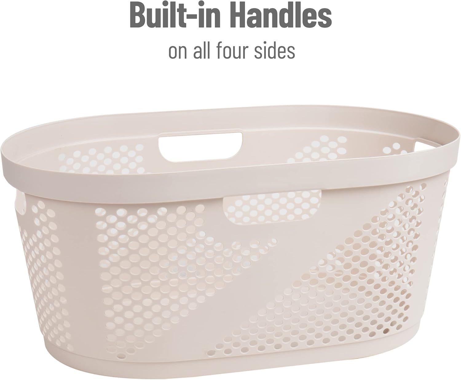 Mind Reader 40L Laundry Basket - Premium Wicker Design Clothes Hamper in Ivory Color