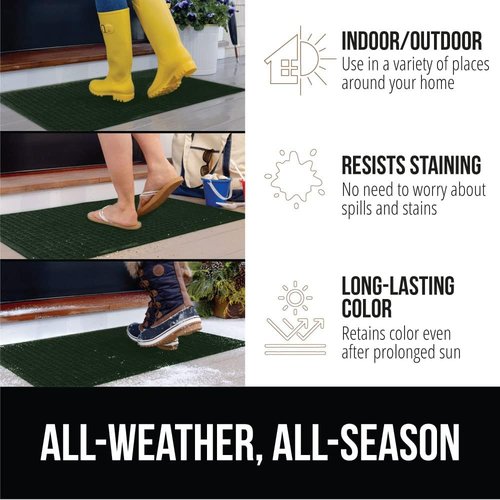 GORILLA GRIP® Ultra Absorbent Front Door Mat - Traps Dirt & Moisture, 29x17 Green, Stain & Fade Resistant