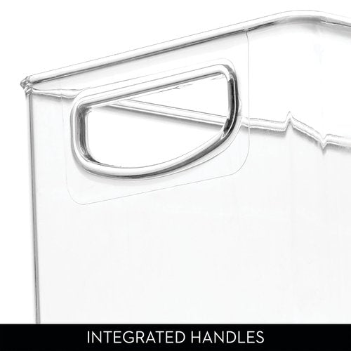 iDesign Plastic Stackable Pantry Bin - Storage Bin with Handles for Cabinets or Fridge - Set of 4 - Clear