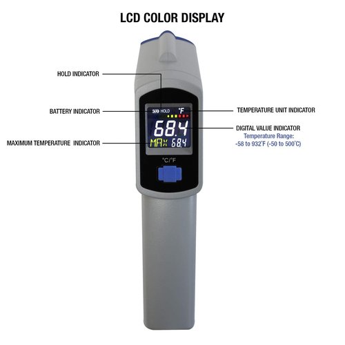 Mastercool Infrared Thermometer with Circular Laser, 12:1 Ratio, 52224-A-SP, Gray