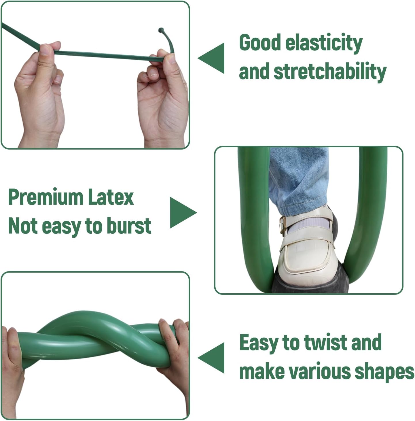Skiennix 100pcs Sage Green 260 Balloons - Thick Latex Twisting Balloons for Animal Models & Parties