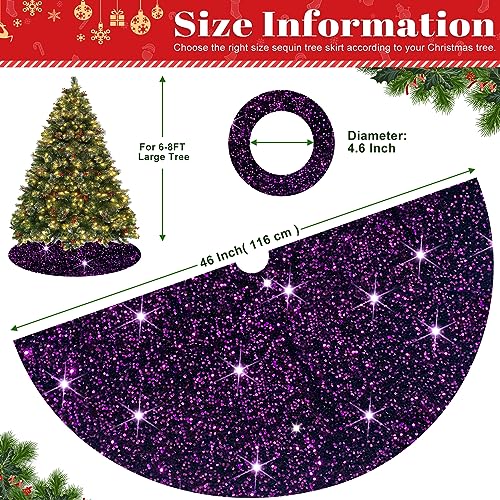 Purple Tree Skirt 46 Inch Glitter Velvet Christmas & Halloween Decor