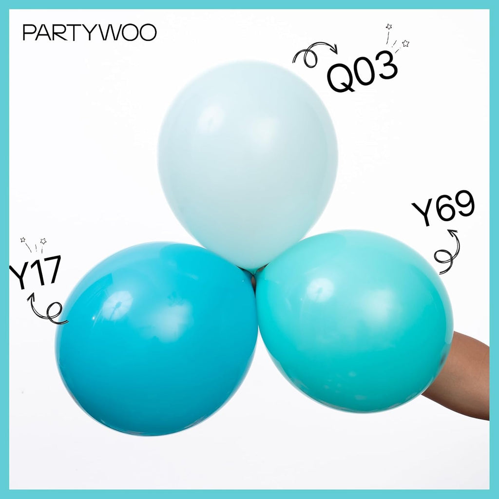 PartyWoo Teal Balloon Arch Kit - 127pcs in Various Sizes for Baby Showers, Graduations & Birthdays | Turquoise & Dark Teal