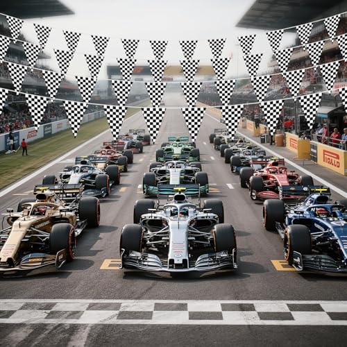 100ft Black Checkered Flag Banner - Double-Sided Race Car Party Decoration