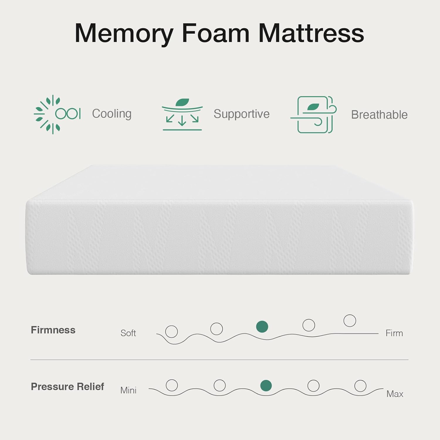 Novilla 12 Inch Full Size Mattress - Gel Memory Foam for Cooling Sleep & Pressure Relief | CertiPUR-US Certified, Grey