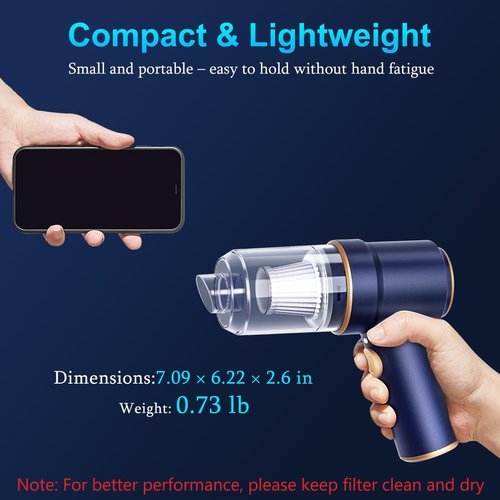 KMM Handheld Car Vacuum Cleaner - 9000Pa High Power 120W with LED Light & Multi-Nozzles | Perfect for Home & Pet Cleaning