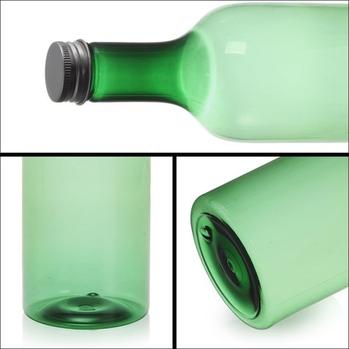 WUWEOT 12 Pack Plastic Wine Bottles, 750ml Empty Bordeaux-Style Liquor Bottle, Reusable Green Long Neck WIne Bottles with Screw Lid and Shrink Capsules Caps