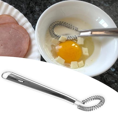 2 Pieces Egg Beater, Stainless Steel Mini Egg Whisk, Spring Coil Whisk, Handheld Milk Frother Foamer Sauce Stirrer Blender Coffee Mixer