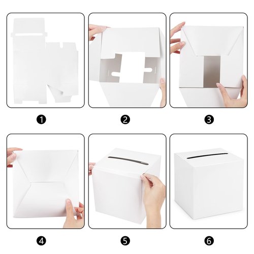 Hooqict White Card Box with Slot 9.1" Wedding Grad Gift Card Box Holder for Party Reception, Graduation, Birthday, Retirement, Bridal or Baby Shower, Raffle Ticket Money Envelope