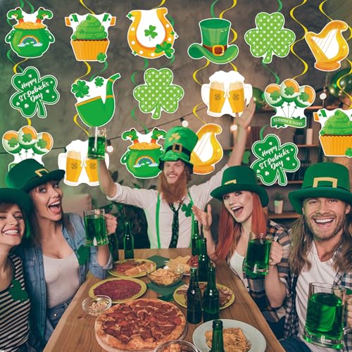 St. Patrick's Day Hanging Swirl Decorations - 40 Pcs Irish Shamrock Party Streamers