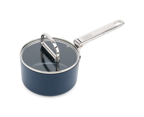 Joseph Joseph Space 1.4qt Nonstick Sauce Pan with Lid & Folding Handle, Ceramic Coating, Induction & Oven Safe