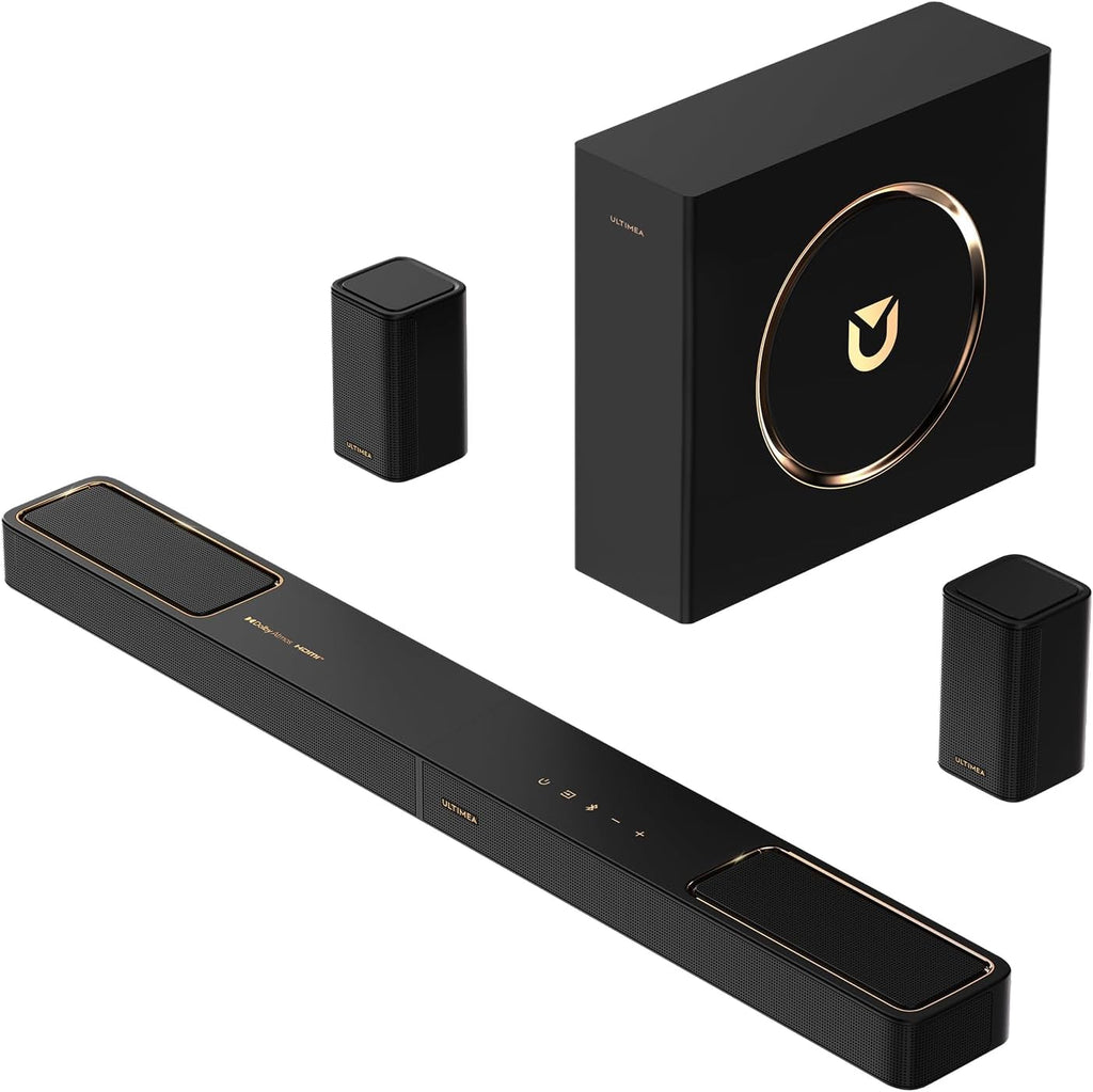ULTIMEA 5.1.2ch Sound Bar - Dolby Atmos Surround Sound System for TV | Includes 2 Surround Speakers, HDMI eARC