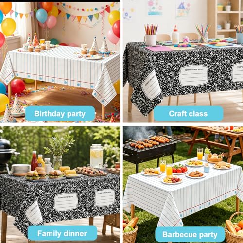 ORNALES Back to School Disposable Tablecloths - Composition Notebook Theme