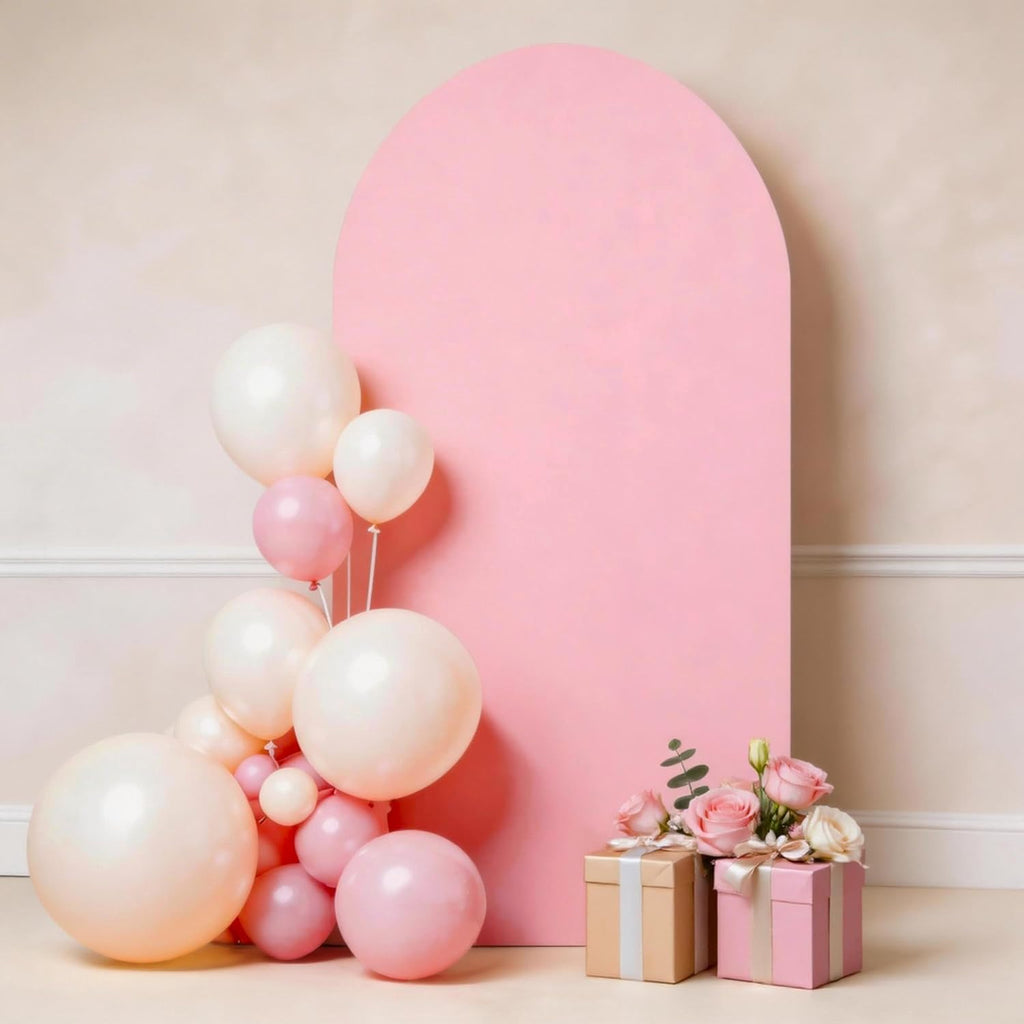 Skiennix 7.2 FT Pink Arch Backdrop Cover - Fitted Spandex for Weddings & Baby Showers