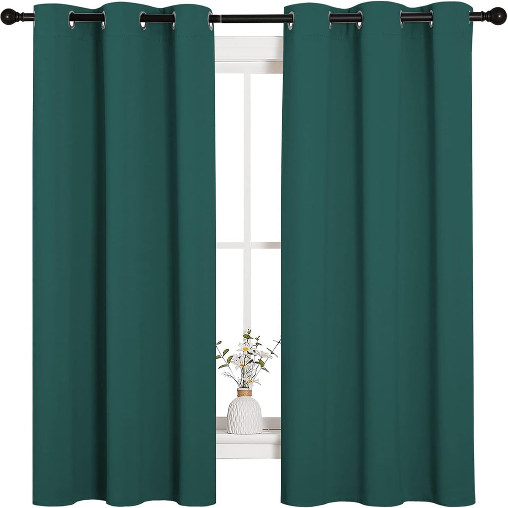 NICETOWN Thermal Insulated Blackout Curtains - Solid Grommet Design for Dining Room | Hunter Green, 42x63-Inch (1 Pair)