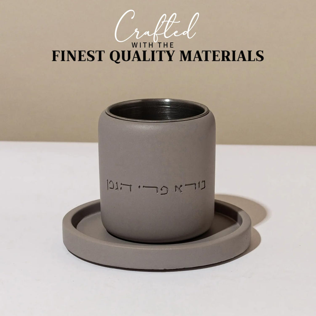 SURI Kiddush Cup – Natural Concrete Jewish Kiddush Cups for Shabbat, Holidays & Wedding | Comes in Gray & White | Elegant Modern Judaica Gift Cup for Wine & Blessing
