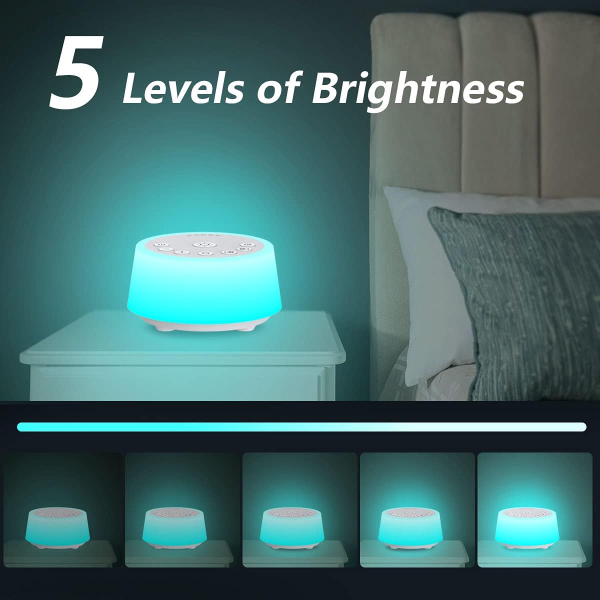Skiennix Color Noise Sound Machine - 10 Colors, 25 Soothing Sounds, Adjustable Brightness | Perfect for Adults & Kids