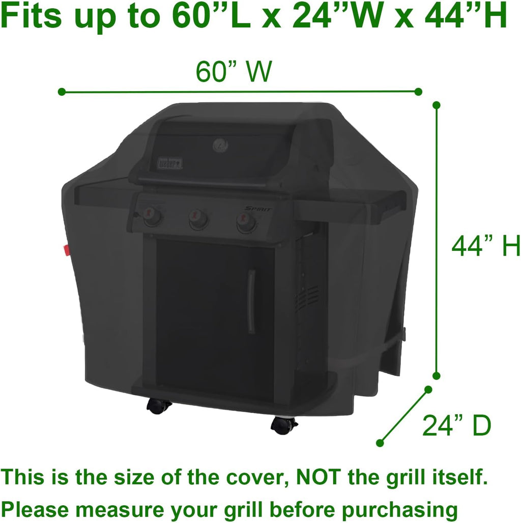 Weber Grill Cover - Heavy Duty Waterproof Protection for Genesis E-315, S-315, E-325, E-330, E-335, S-335 | Fits 60" BBQs