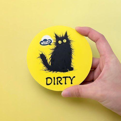 Clean Dirty Magnet for Dishwasher, Double-Sided Strong Dishwasher Clean Dirty Sign, Includes Adhesive Metal Plate, Dishwasher Magnet Clean Dirty Sign for All Dishwashers - Yellow & Blue