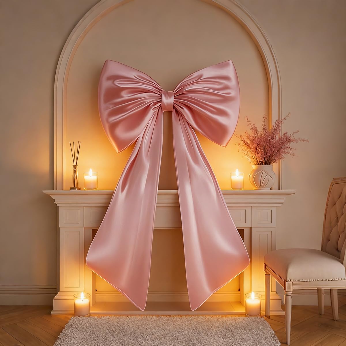 Skiennix Large Pink Bow Decor - 3D Design with Hidden Lining for Coquette Bedroom Wall | Party & Christmas Supplies (1 PCS)