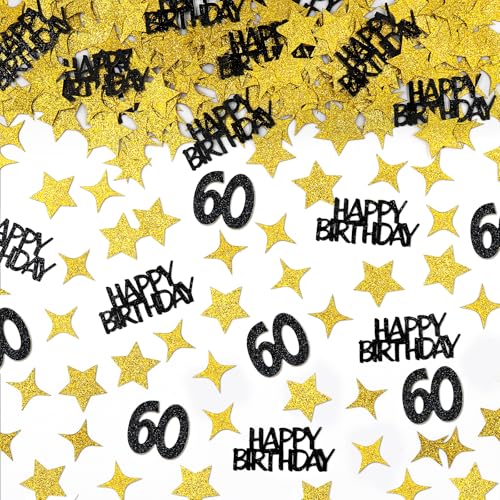 Black and Gold 60th Birthday Confetti - 170pcs Table Scatter
