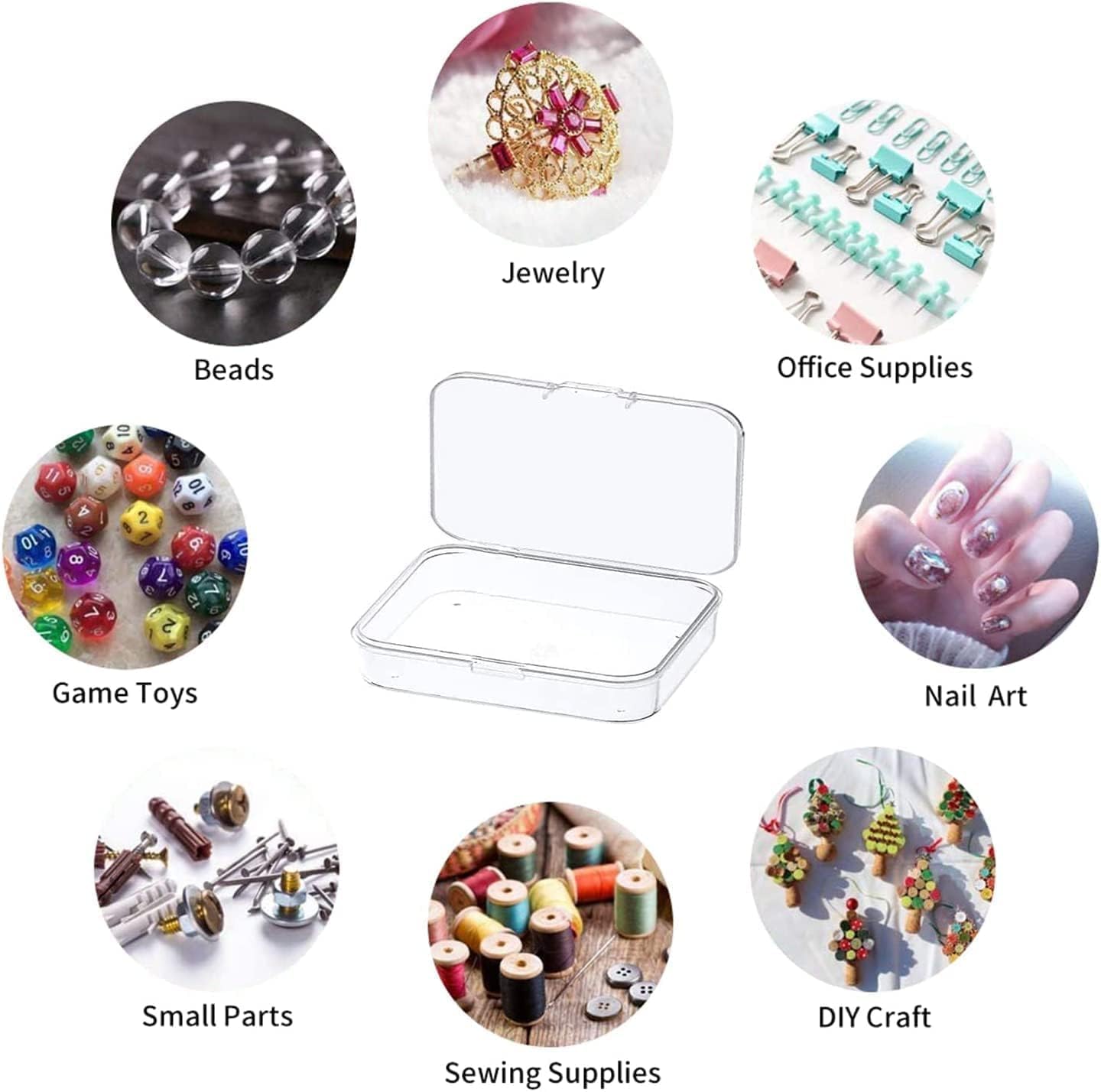 MFDSJ Mini Plastic Storage Containers - 6 Pcs Clear Rectangle Box for Small Items | 4.5x3.4 Inches