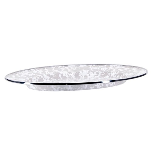 Golden Rabbit Enamelware Oval Platter, 12 x 16in, Taupe Swirl