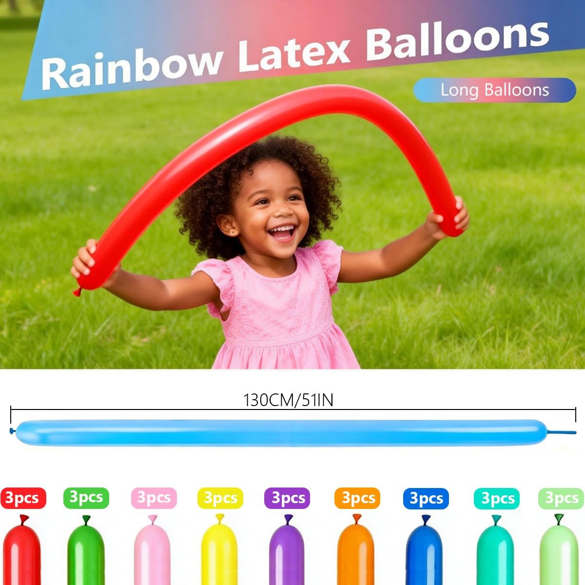 XNUT Rainbow Latex Balloons - 60 Pack of 12-Inch Round & 60-Inch Long Helium Balloons for Parties