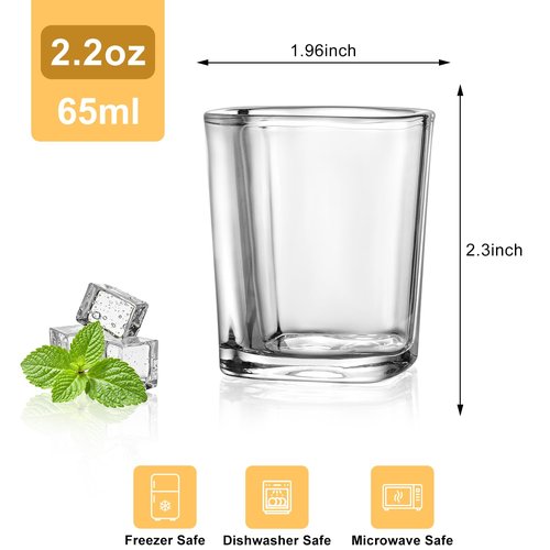 GOSDENG 6 Pack Heavy Base Shot Glasses Set, 2.2 oz Clear Tequila Square Shot Glass Bulk, Espresso Shot Glass for Vodka, Whiskey, Tequila, Espressos, Spirits & Liquors