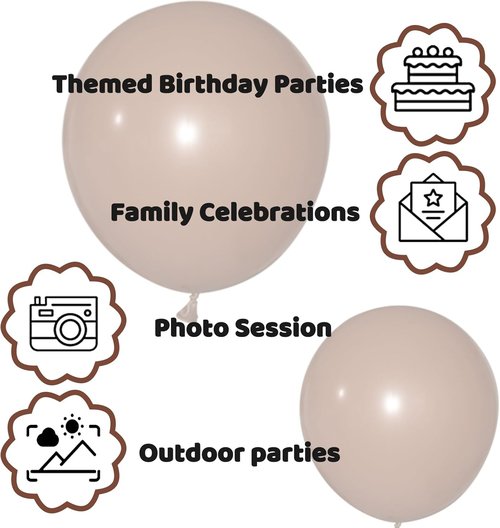 Brown Latex Balloons - 110pcs 12-Inch for Birthday Parties, Baby Showers & Weddings | Includes 2 Ribbons