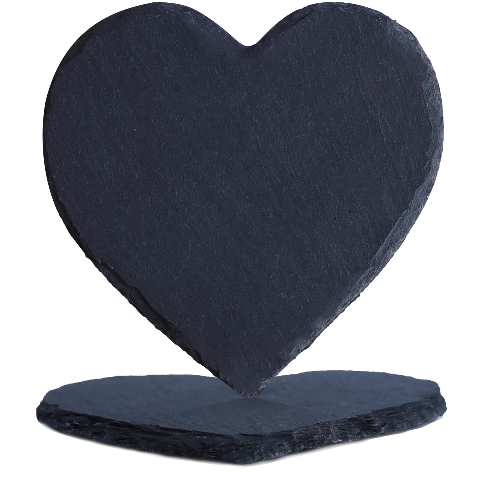 Black Heart Nature Stone Coasters Absorbent,Boho Cute Drink Coasters Set of 2, Anti-Scratch Furniture Table Desk Coaster, Cup Mats for Office Bar Kitchen Home Dorm Décor, Protect Wood Grass Surfaces