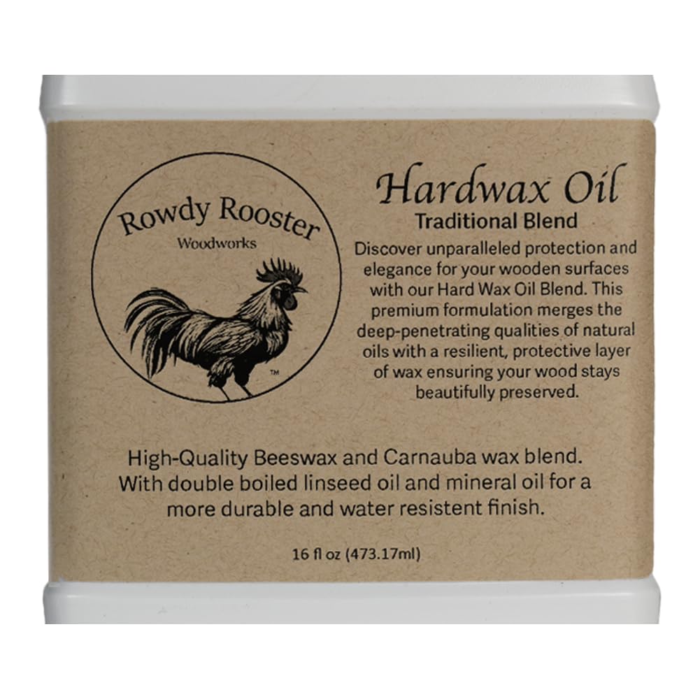 Traditional Hard Wax Oil - Durable Satin Finish with Mineral Oil, Hard Wax, and Linseed Oil for a Beautiful protective Wood Finish. Ideal for bare wood, furniture and more.-USA Made (16 fl.oz)