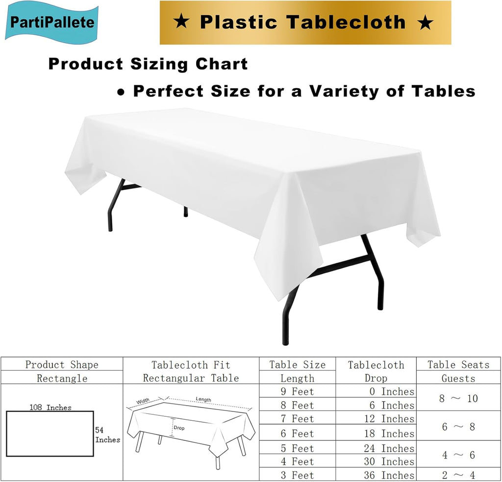 Skiennix Premium Disposable White Tablecloths - 3-Pack 54" x 108" for Parties & Events