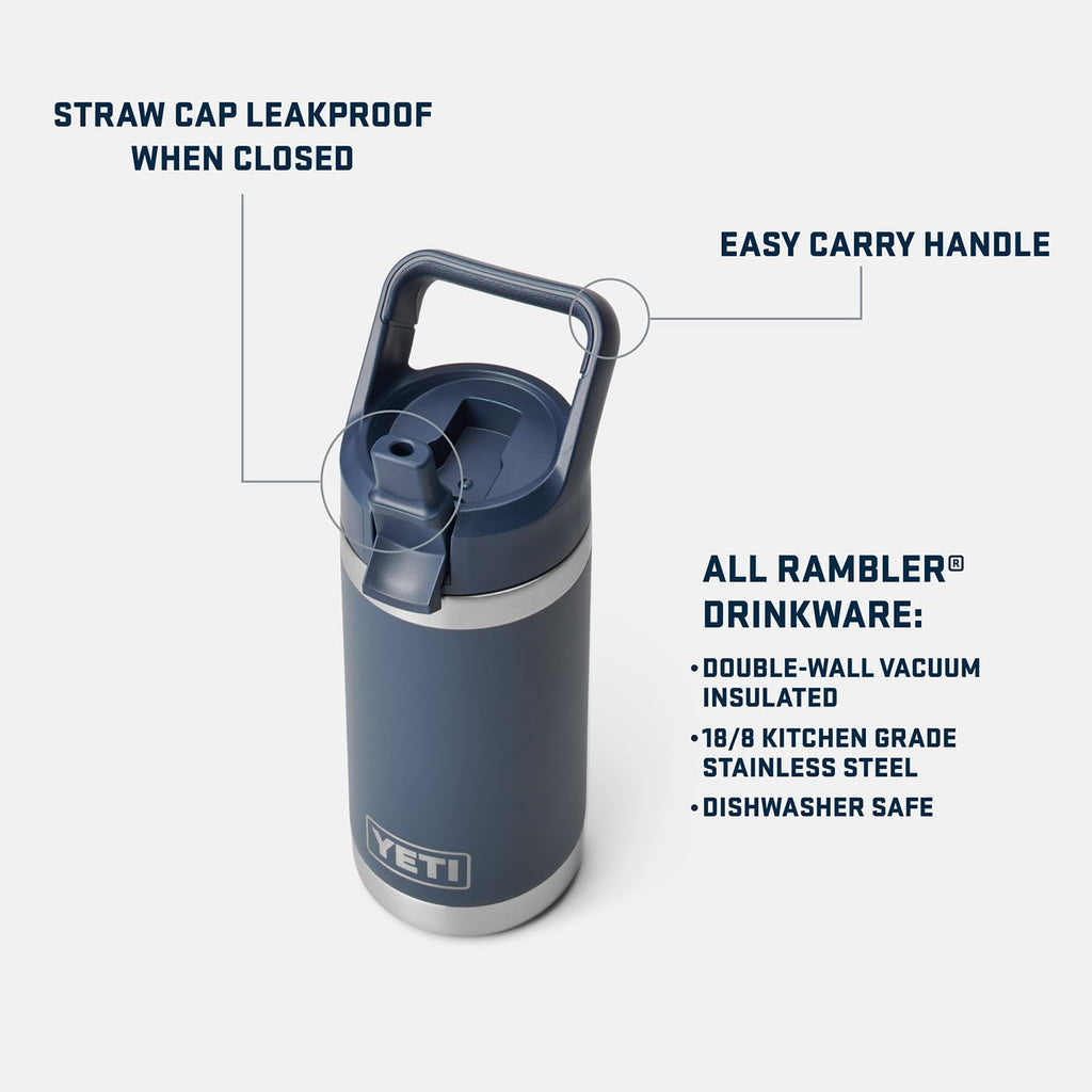 YETI Rambler Jr. 12 oz Kids Bottle, with Straw Cap, Tropical Pink