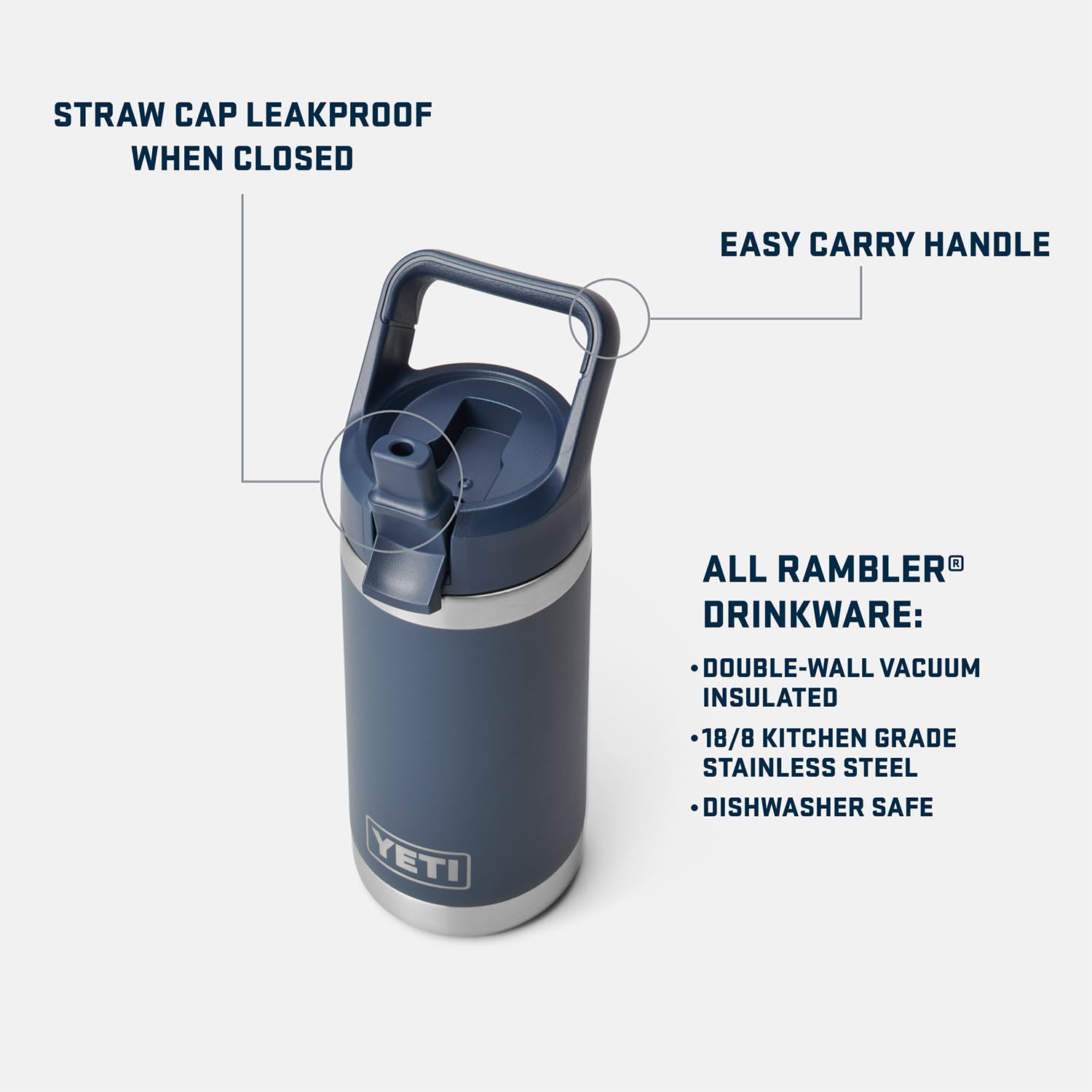 YETI Rambler Jr. 12 oz Kids Bottle, with Straw Cap, Tropical Pink
