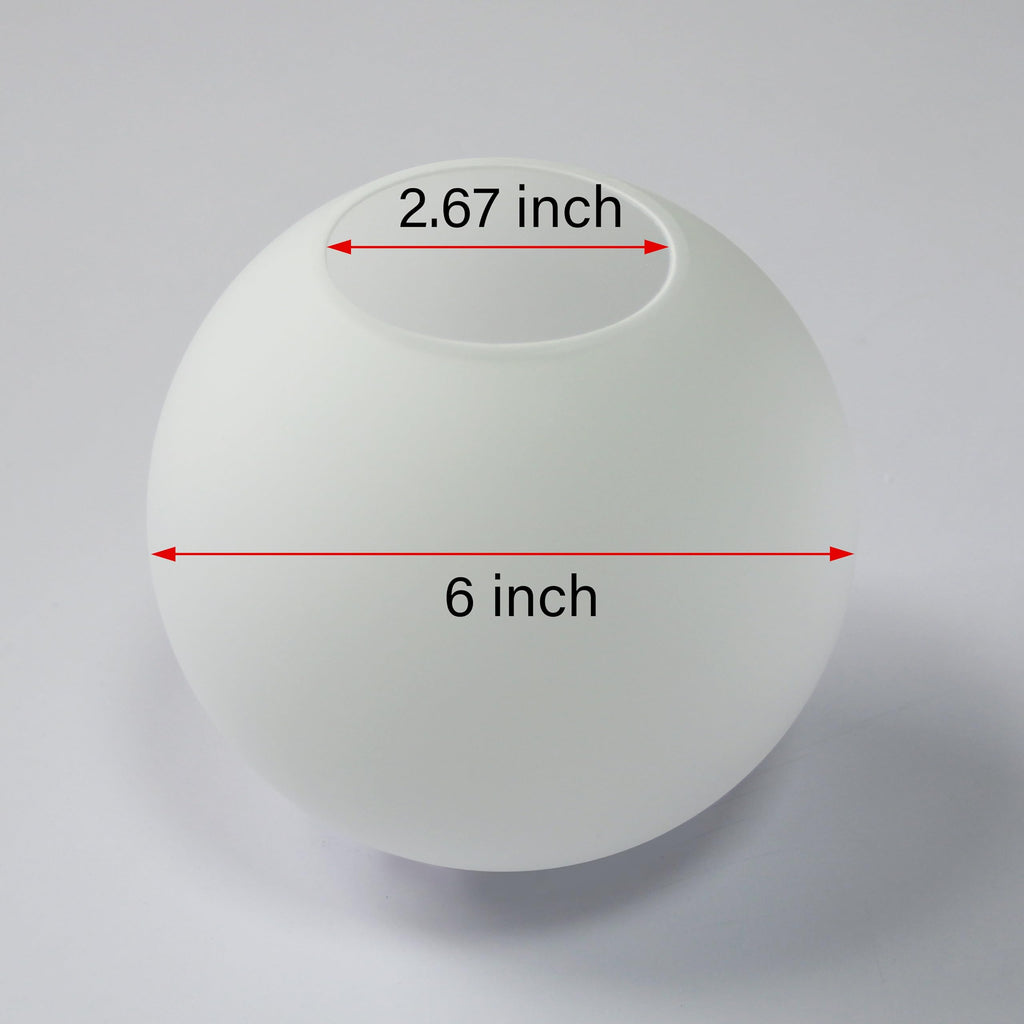 KoKo&Yukina 6 Inch Milk White Glass Globes Shade Frosted Replacement Glass Shades - 2.67" Fitter Opening - Lighting Fixture Replacement