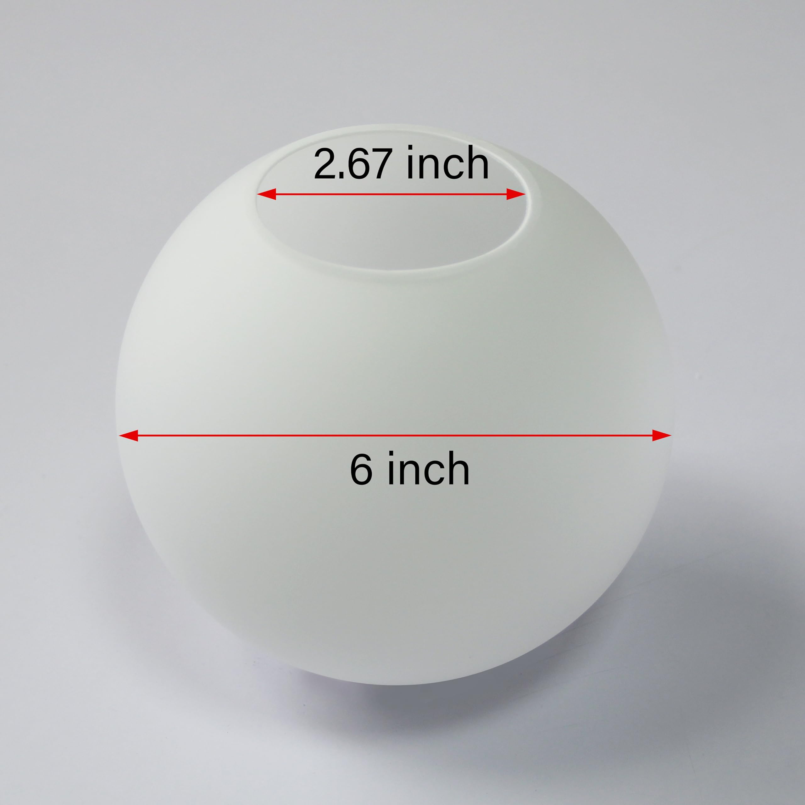KoKo&Yukina 6 Inch Milk White Glass Globes Shade Frosted Replacement Glass Shades - 2.67" Fitter Opening - Lighting Fixture Replacement