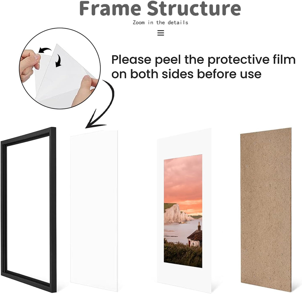 Stable Black Picture Frame by [Brand Name] - 8.5x11 High Definition Plexiglass for Horizontal & Vertical Display