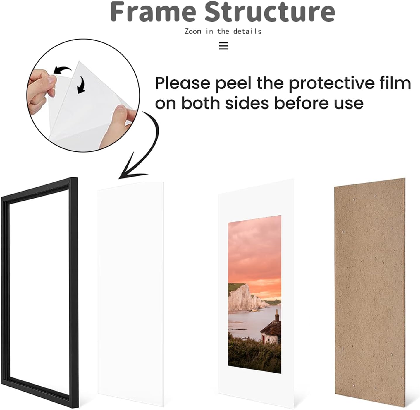 Stable Black Picture Frame by [Brand Name] - 8.5x11 High Definition Plexiglass for Horizontal & Vertical Display