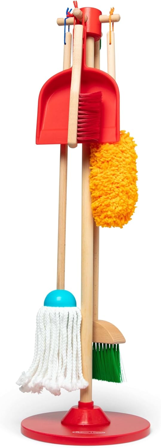 Melissa & Doug Toddler Cleaning Set - 6-Pc. Dust Sweep Mop with Broom & Accessories for Kids 3+